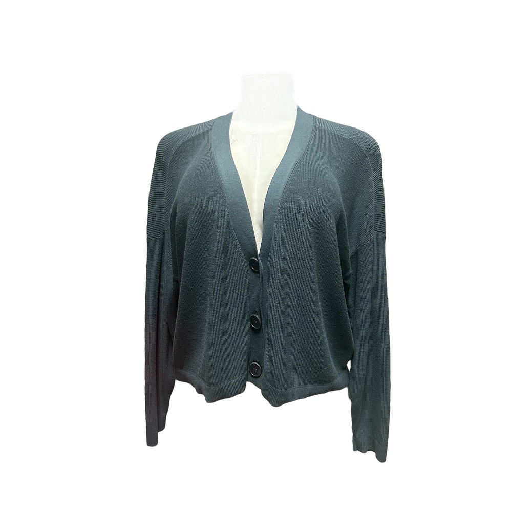 Part Two Copenhagen Knit Cardigan Button Down Long Sleeve Casual Top Teal Size S